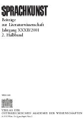 Sprachkunst. Beiträge zur Literaturwissenschaft / Jahrgang XXXII/2001