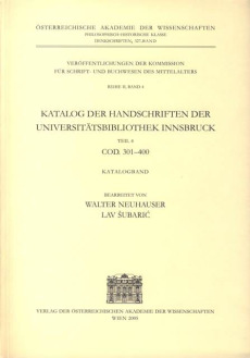 Katalog der Handschriften der Universitätsbibliothek Innsbruck