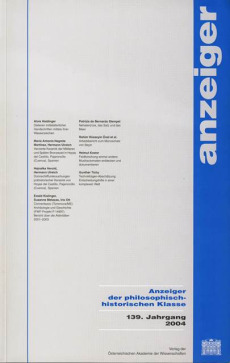 Anzeiger der philosophisch-historischen Klasse der Österreichischen… / Anzeiger der philosophisch-historischen Klasse der Österreichischen… 139.Jahrgang 2004