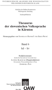 Thesaurus der slowenischen Volkssprache in Kärnten, Band 6