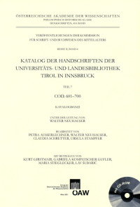 Katalog der Handschriften der Universitäts- und Landesbibliothek Tirol, Teil 7: Cod. 601-700