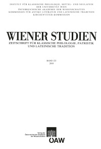 Wiener Studien ‒ Zeitschrift für Klassische Philologie, Patristik und lateinische Tradition, Band 123/2010