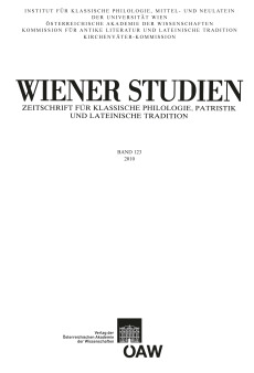 Wiener Studien ‒ Zeitschrift für Klassische Philologie, Patristik und lateinische Tradition, Band 123/2010
