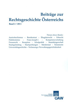 Beiträge zur Rechtsgeschichte Österreichs Band 2/2011