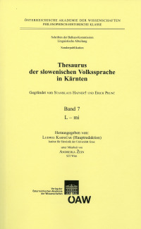 Thesaurus der slowenischen Volkssprache in Kärnten, Band 7