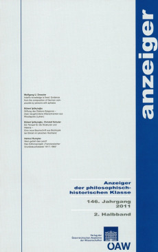 Anzeiger der philosophisch-historischen Klasse der Österreichischen… / Anzeiger der philosophisch-historischen Klasse 146. Jahrgang 2011, 2. Halbband