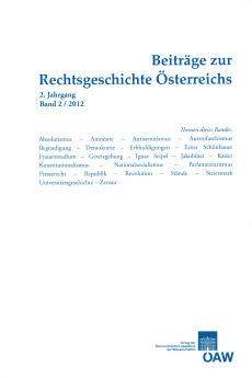 Beiträge zur Rechtsgeschichte Österreichs, 2. Jahrgang, Heft 2/2012