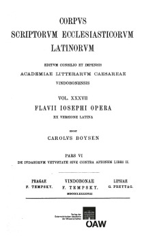 Flavii Iosephi opera ex versione latina antiqua, pars VI: De iudaeorum vetustate sive contra apionem, libri II