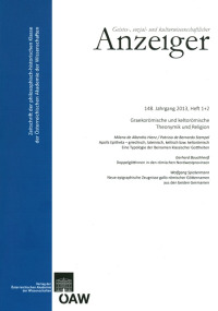 Geistes, sozial- und kulturwissenschaftlicher Anzeiger 148. Jahrgang 2013, Heft 1+2