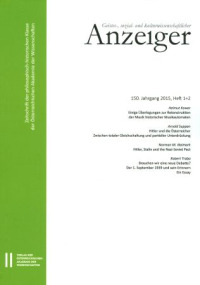 Geistes-, sozial-und kulturwissenschaftlicher Anzeiger 150. Jahrgang, Heft 1+2 2015