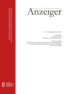 Geistes-, sozial- und kulturwissenschaftlicher Anzeiger ‒ Zeitschrift der philosophisch-historischen Klasse der Österreichischen Akademie der Wissenschaften, 151. Jahrgang (2016), Heft 1