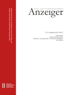 Geistes-, sozial- und kulturwissenschaftlicher Anzeiger ‒ Zeitschrift der philosophisch-historischen Klasse der Österreichischen Akademie der Wissenschaften, 151. Jahrgang (2016), Heft 2