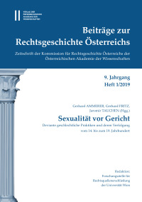 Beiträge zur Rechtsgeschichte Österreichs, 9. Jahrgang, Heft 1/2019