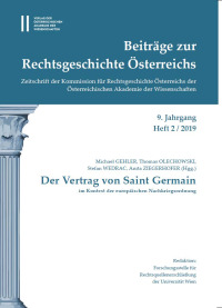 Beiträge zur Rechtsgeschichte Österreichs 9. Jahrgang Heft 2/2019