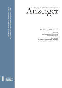 Geistes-, sozial- und kulturwissenschaftlicher Anzeiger 154. Jahrgang 2019, Heft 1+2