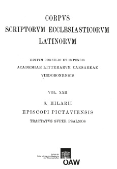 Sancti Hilarii episcopi pictaviensis tractatus super psalmos