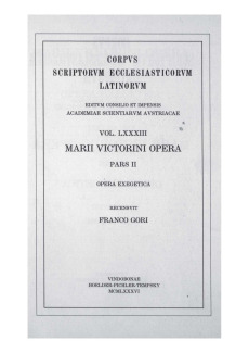 Marii Victorini opera, pars posterior: Opera exegetica