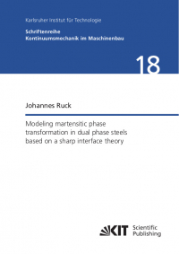 Modeling martensitic phase transformation in dual phase steels based on a sharp interface theory