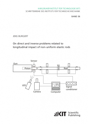 On direct and inverse problems related to longitudinal impact of non-uniform elastic rods