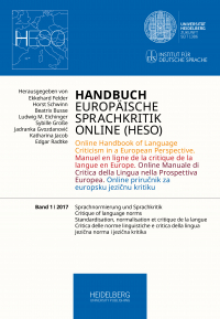 Handbuch Europäische Sprachkritik Online (HESO) / Sprachnormierung und Sprachkritik