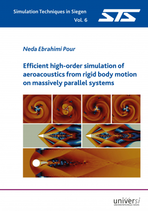 Efficient high-order simulation of aeroacoustics from rigid body motion on massively parallel systems