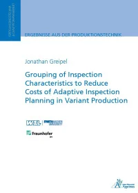 Grouping of Inspection Characteristics to Reduce Costs of Adaptive Inspection Planning in Variant Production